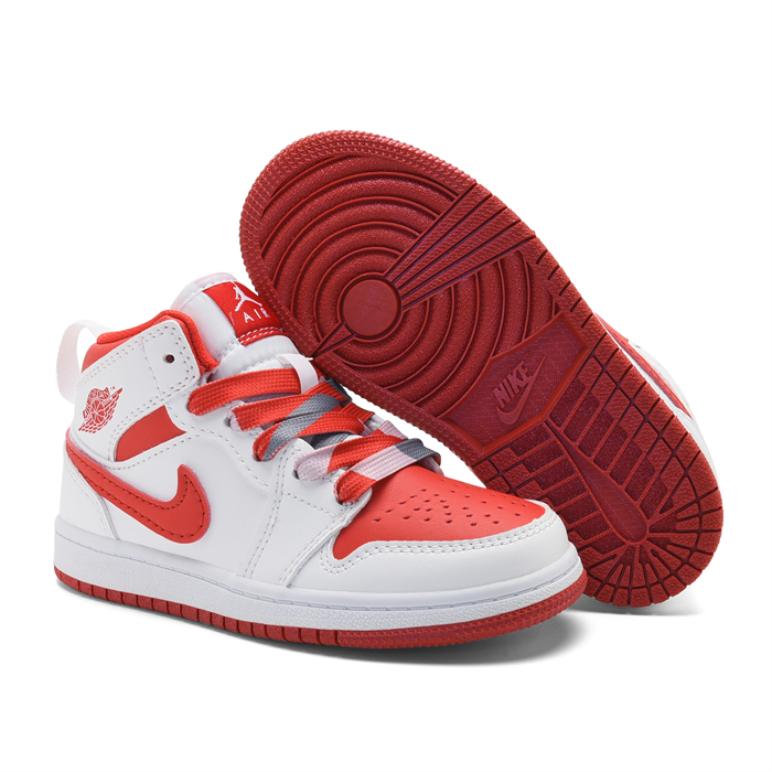 Youth Running Weapon Air Jordan 1 White/Red Shoes 124